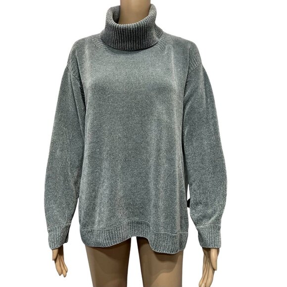 Lafayette 148 Women’s 100% Silk Sweater Turtleneck Gray Size XL Soft - Picture 3 of 9